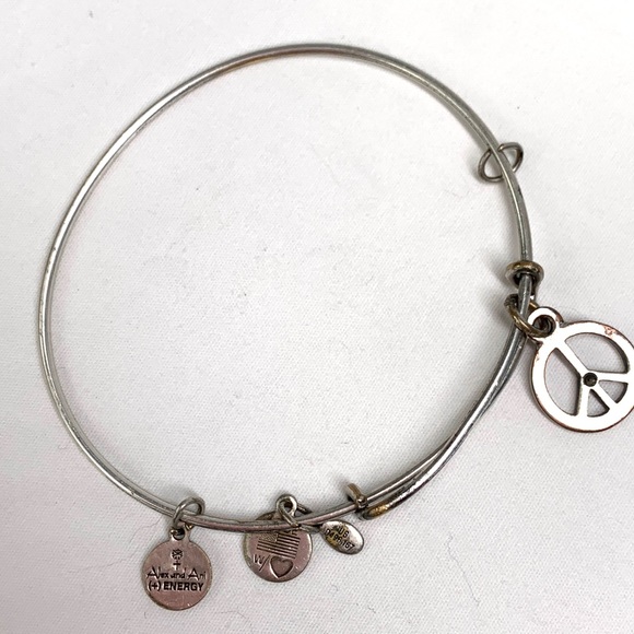 Alex and Ani Jewelry - 💎3/$20 Alex & Ani Peace Sign Expandable Charm Bracelet-Silver Plated